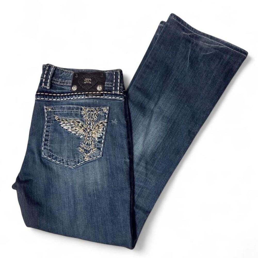 (2009-2013) Miss Me Rhinestone Wing Bootcut Jeans - Medium Wash - 30